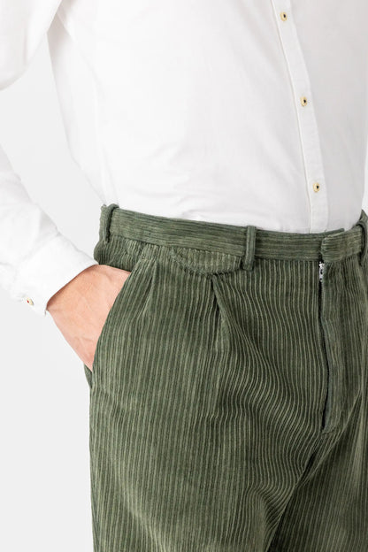 Autumn winter green velvet chino trousers