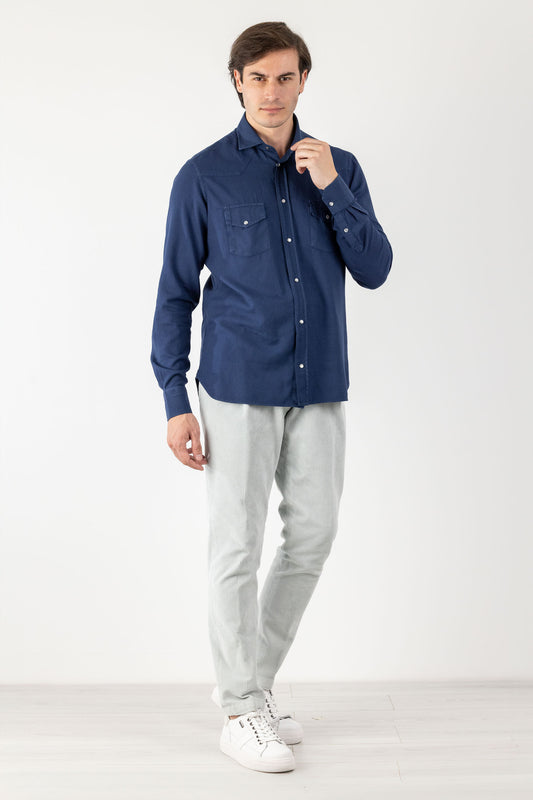 Blue Cotton and Viscose Shirt Autumn/Winter