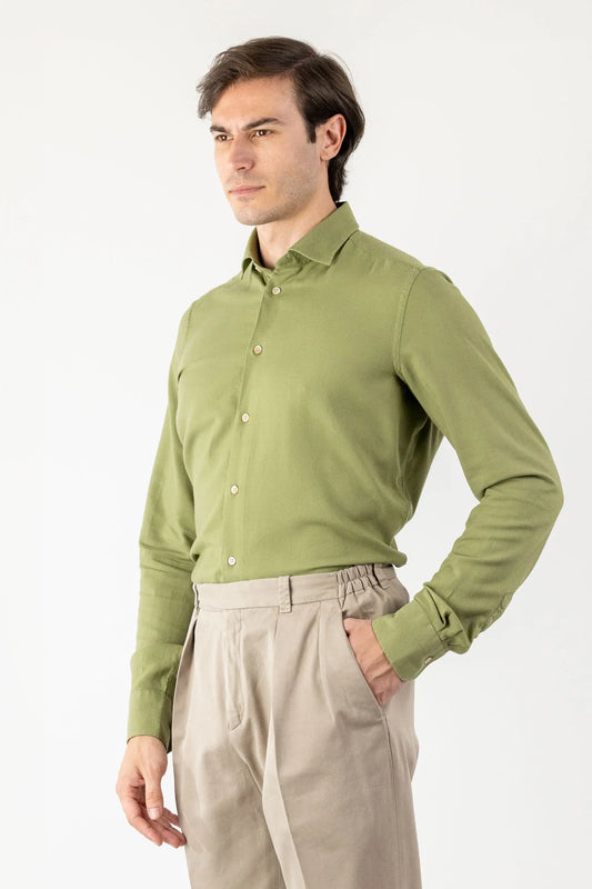 Camicia verde cotone e viscosa autunno inverno