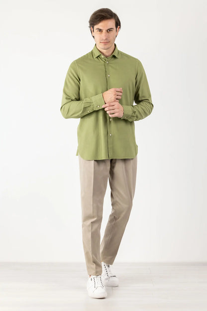 Green Cotton and Viscose Shirt for Autumn/Winter