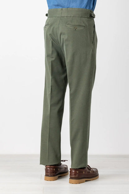 Autumn winter green cotton and modal chino trousers