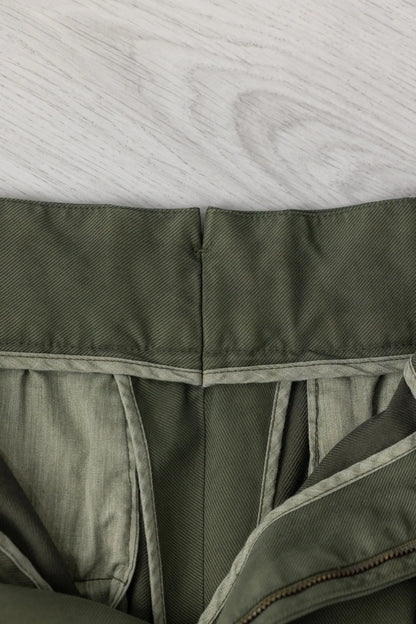 Autumn winter green cotton and modal chino trousers