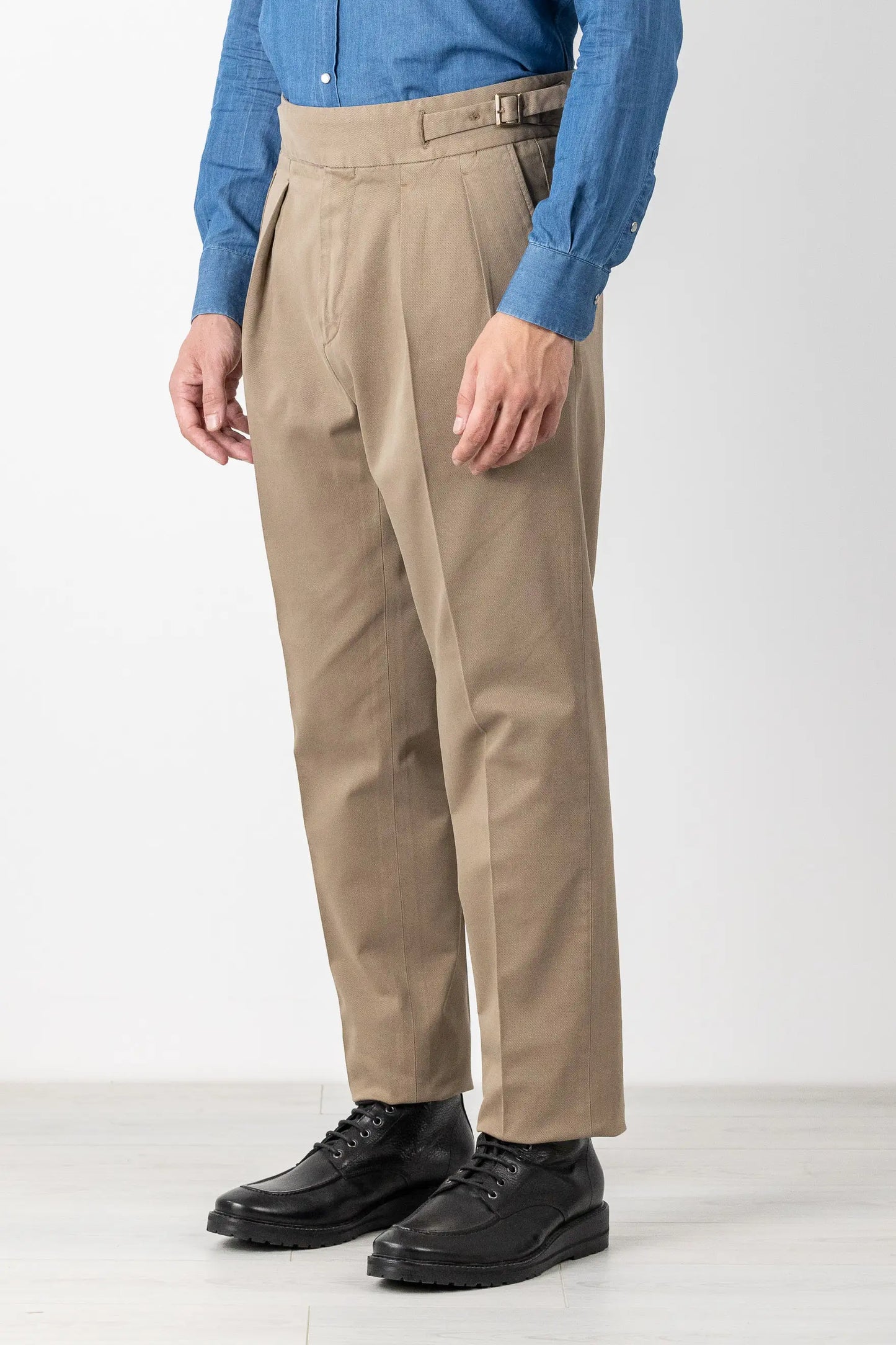 Pantaloni chino in cotone e modal beige autunno inverno