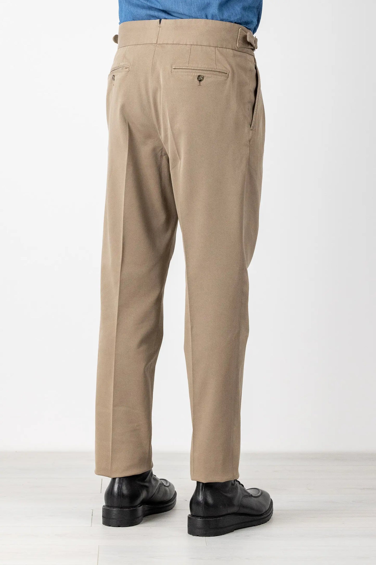 Autumn winter beige cotton and modal chino trousers