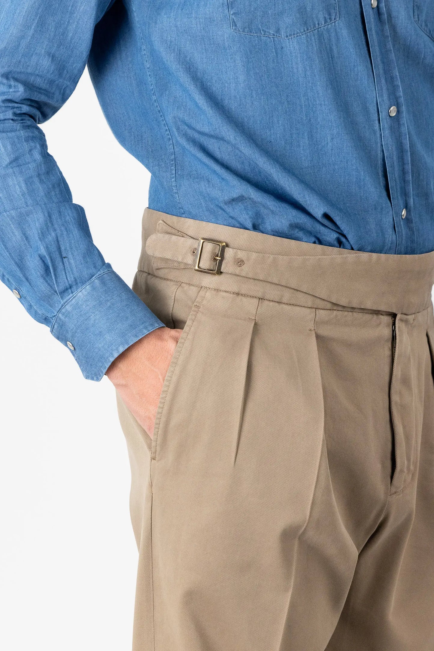 Pantaloni chino in cotone e modal beige autunno inverno