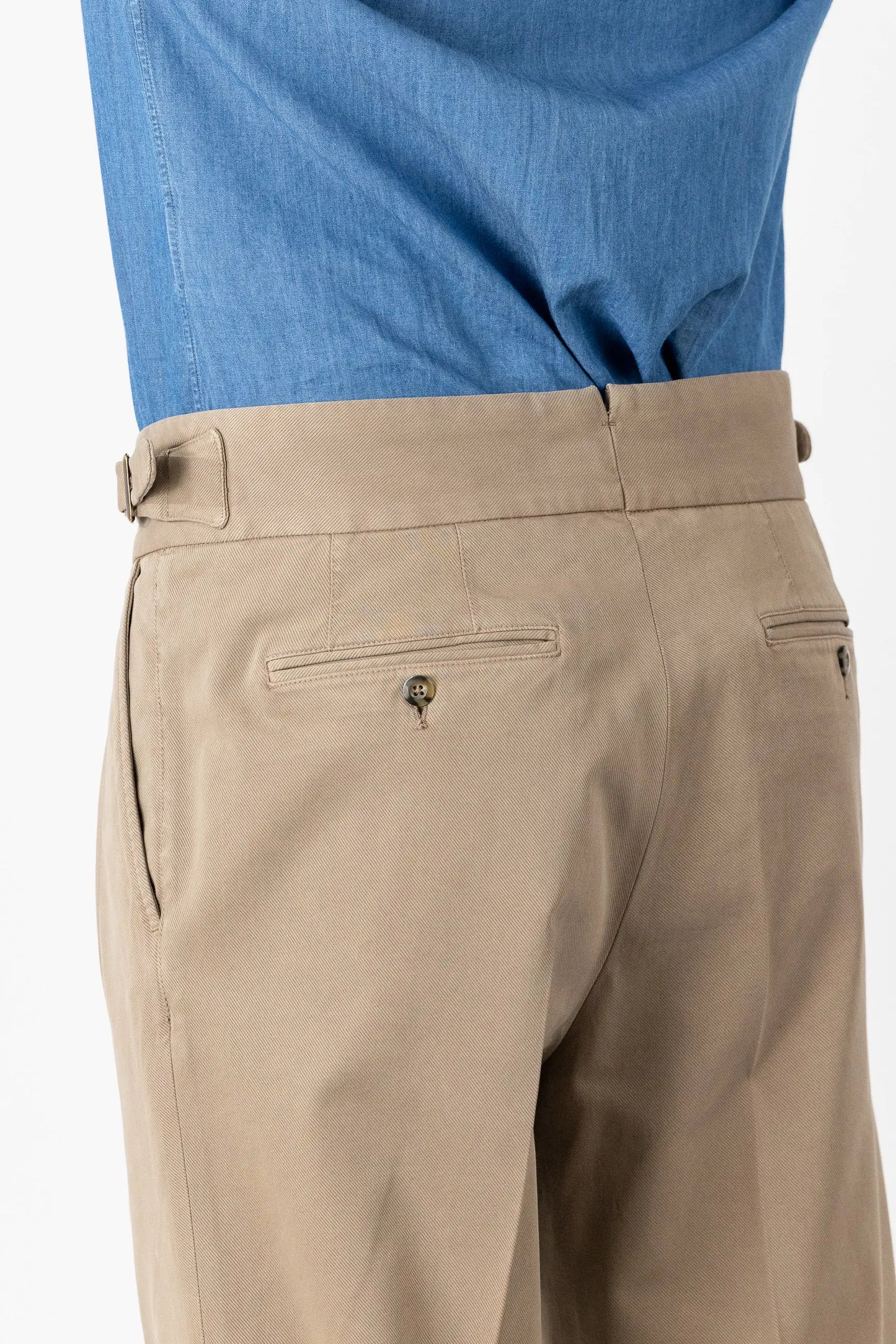 Pantaloni chino in cotone e modal beige autunno inverno