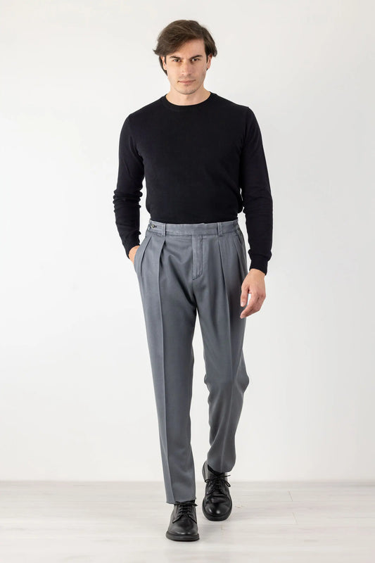 Trousers in 120’s wool dye gray four seasons