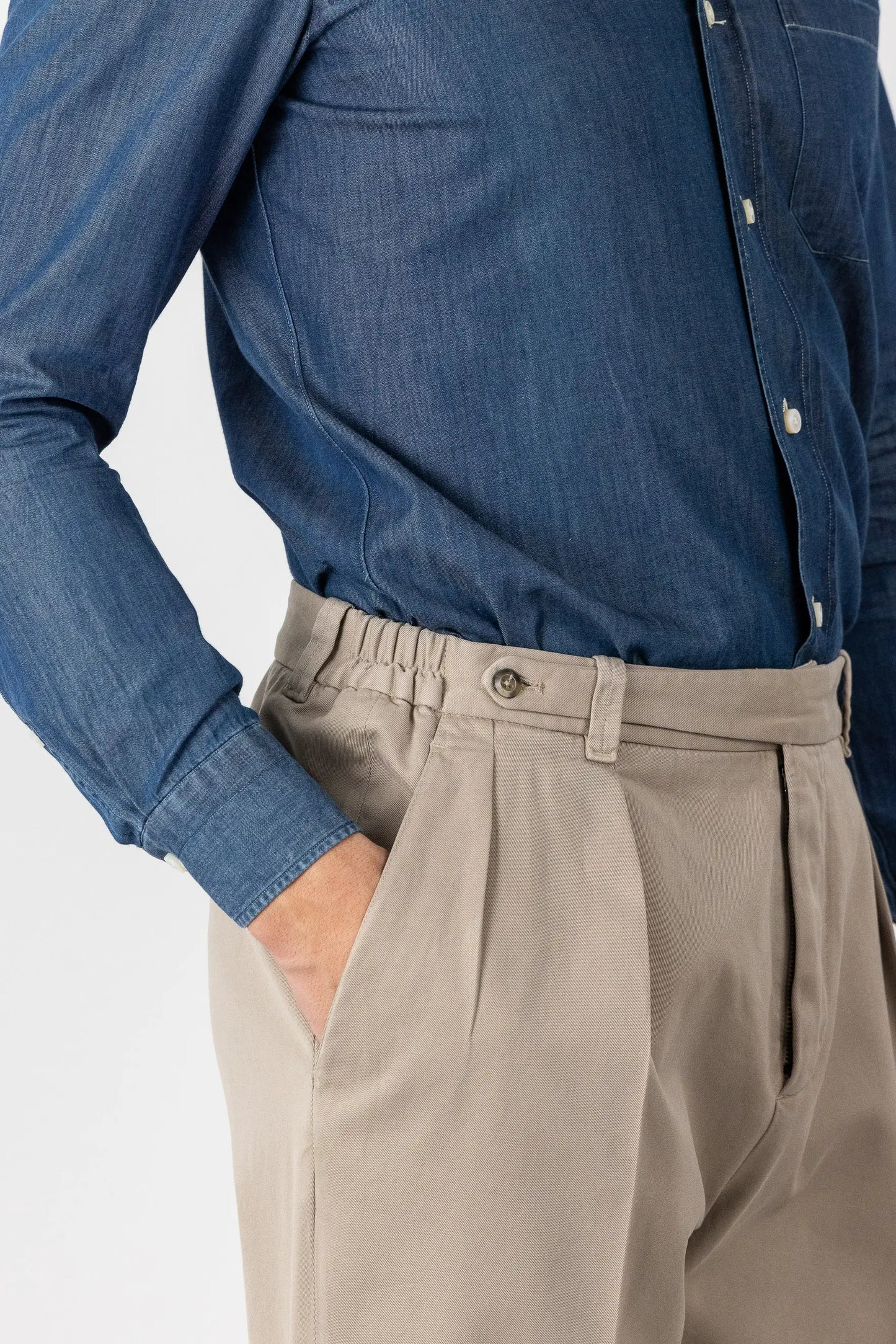 Pantaloni chino in cotone beige autunno inverno