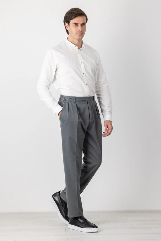 Autumn winter gray cotton chino trousers