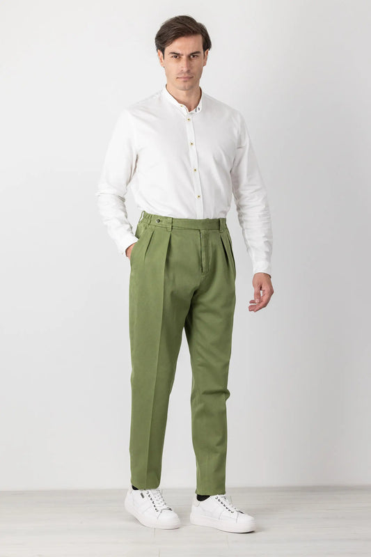 Pantaloni chino in cotone verde autunno inverno