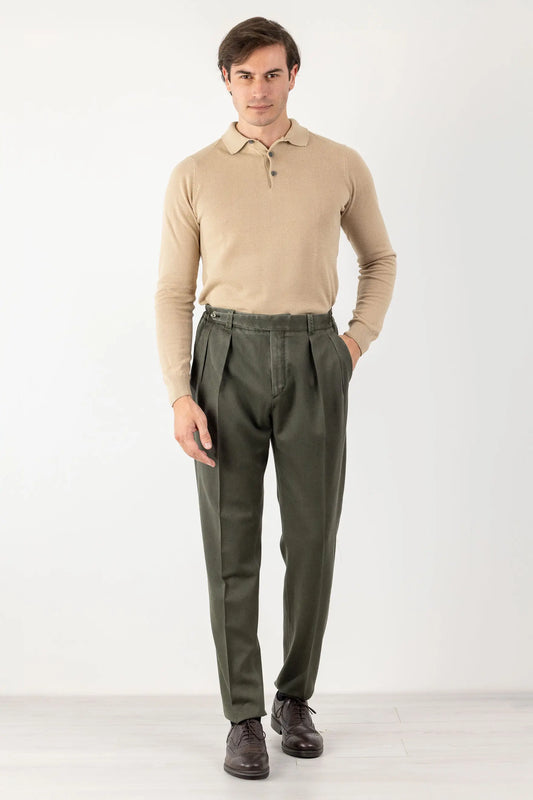 Trousers in 120’s wool dye green four seasons