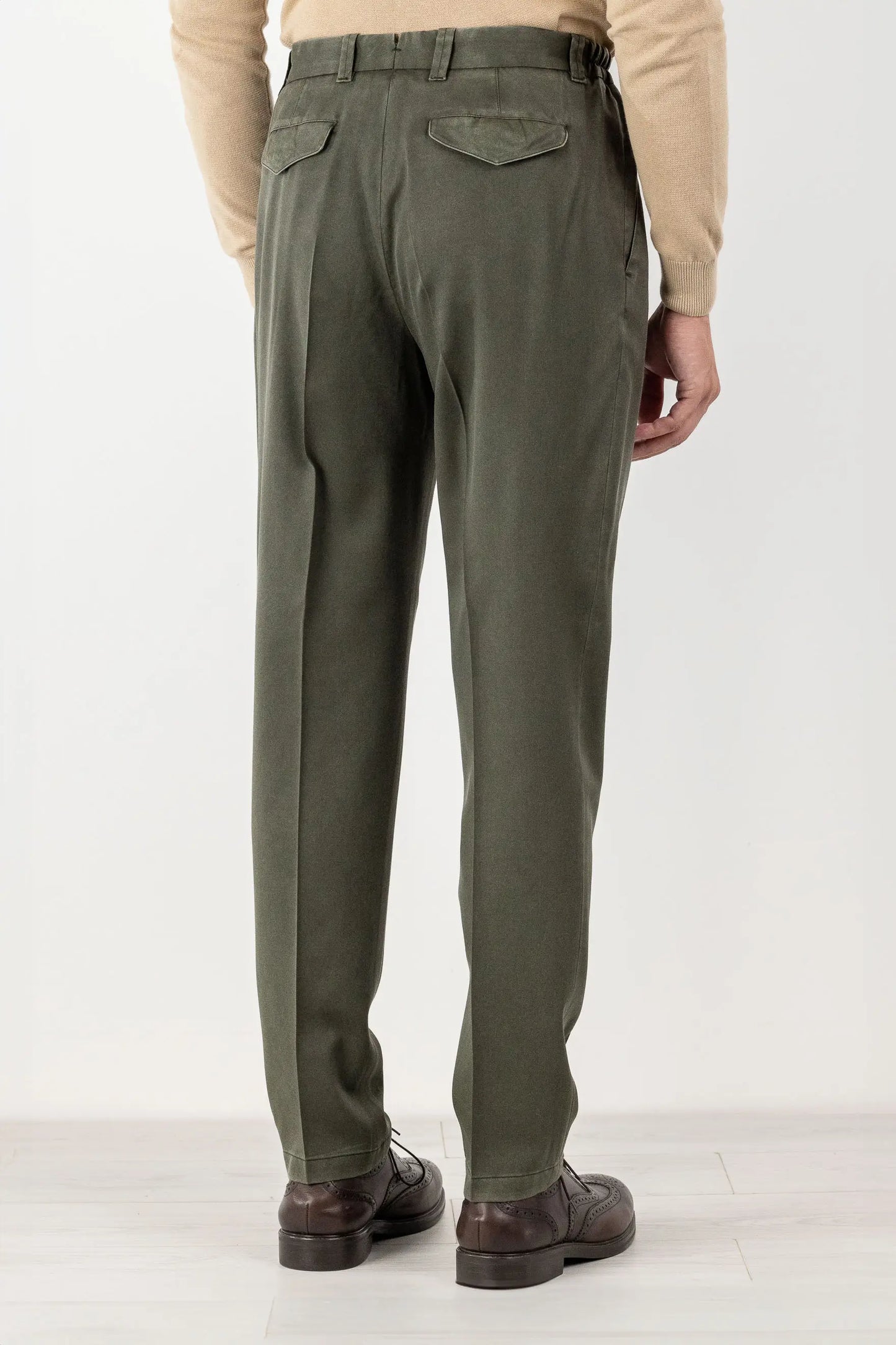 Pantaloni in tinto lana 120’s verde quattro stagioni