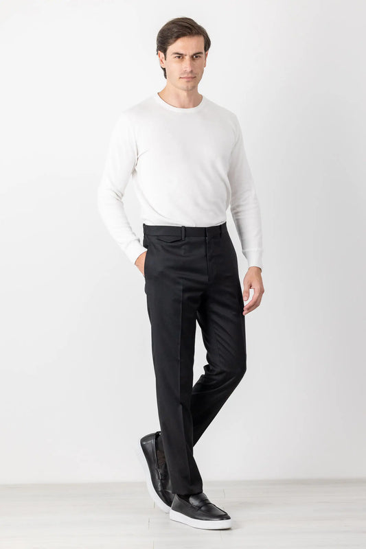 Four seasons black wool trousers