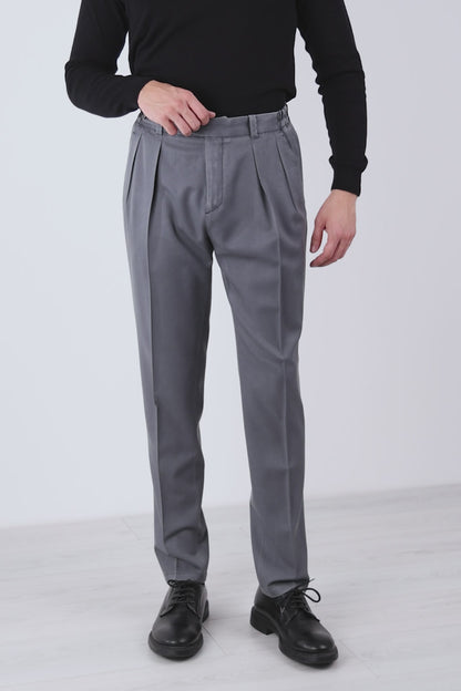 Pantaloni in tinto lana 120’s grigio quattro stagioni