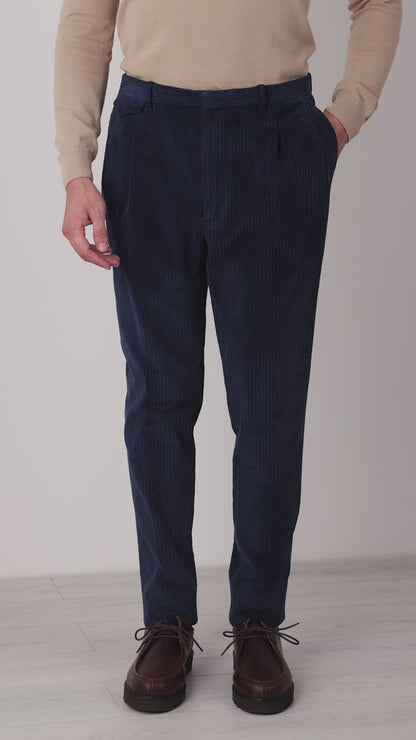 Autumn winter blue velvet chino trousers